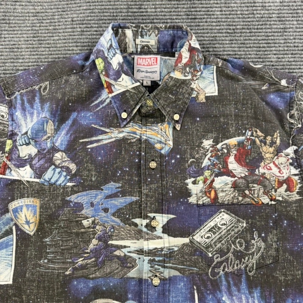 Reyn Spooner Marvel Guardians of the Galaxy Shirt Mens Large Blue Classic Fit - Picture 4 of 13